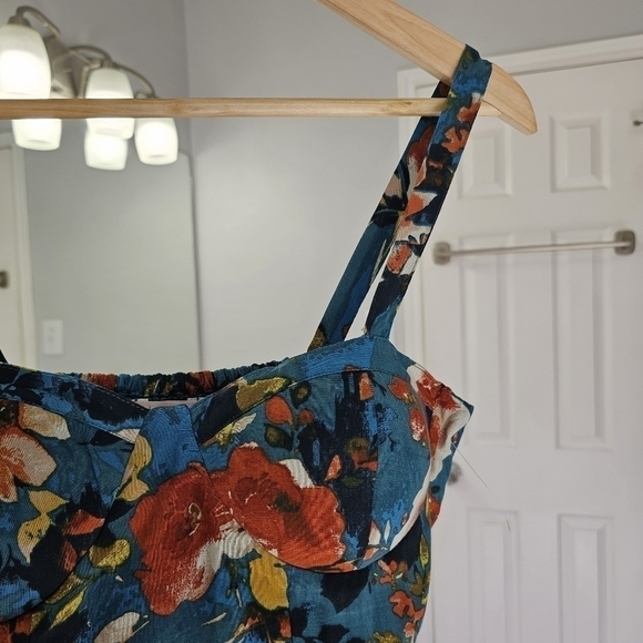 Bohemian floral teal padded bustier bralette size large - Picture 11 of 14